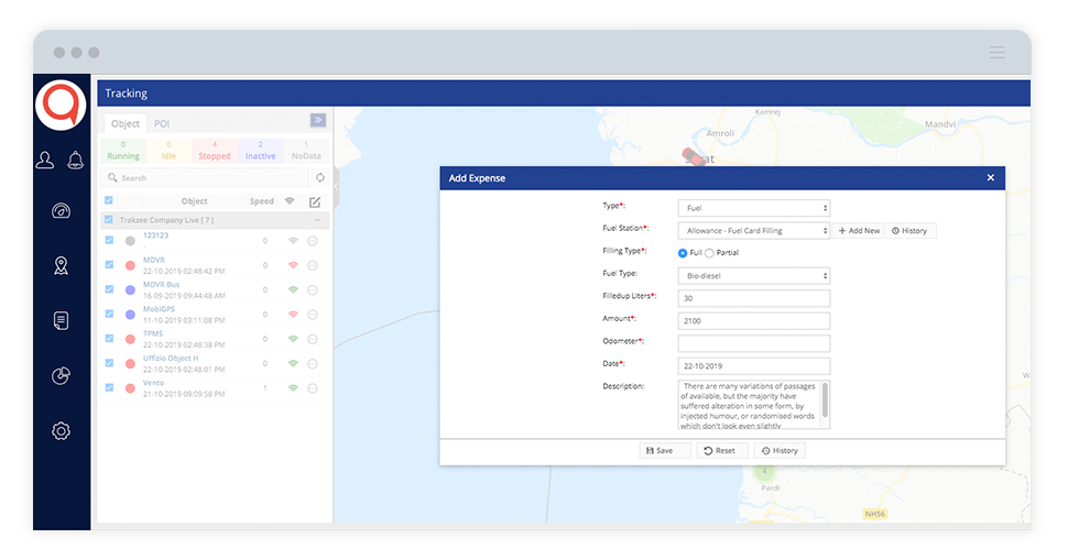 tracking dashboard