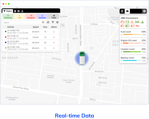 OBD live tracking screen