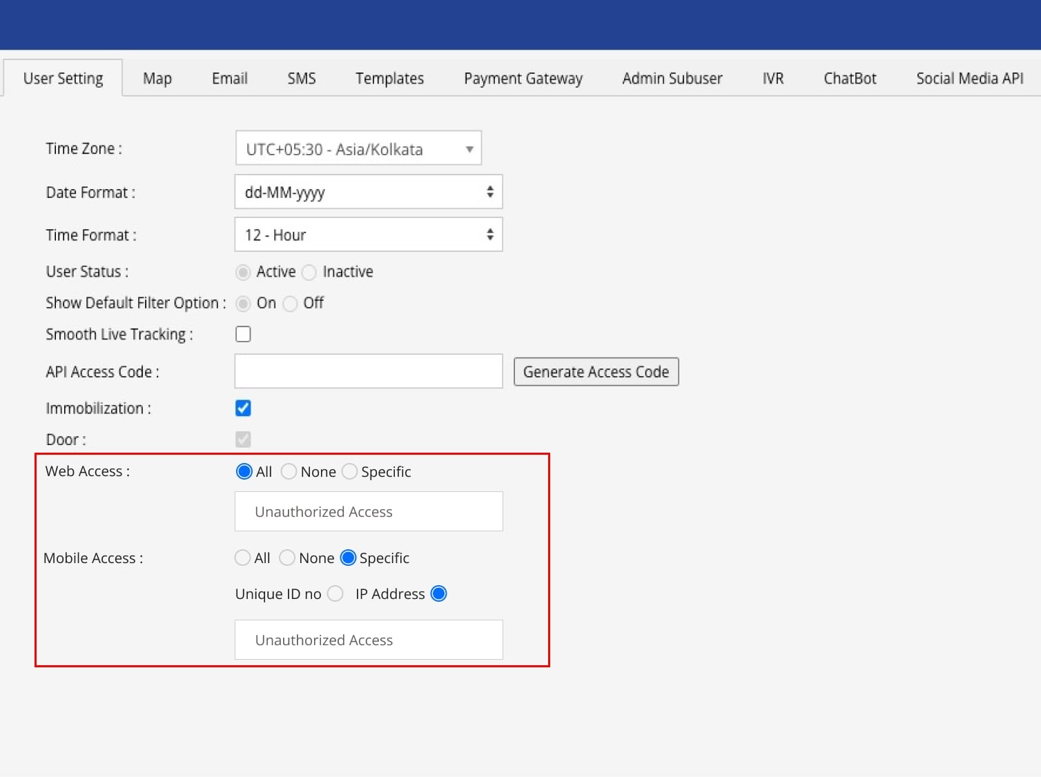 Access Restriction IP Wise